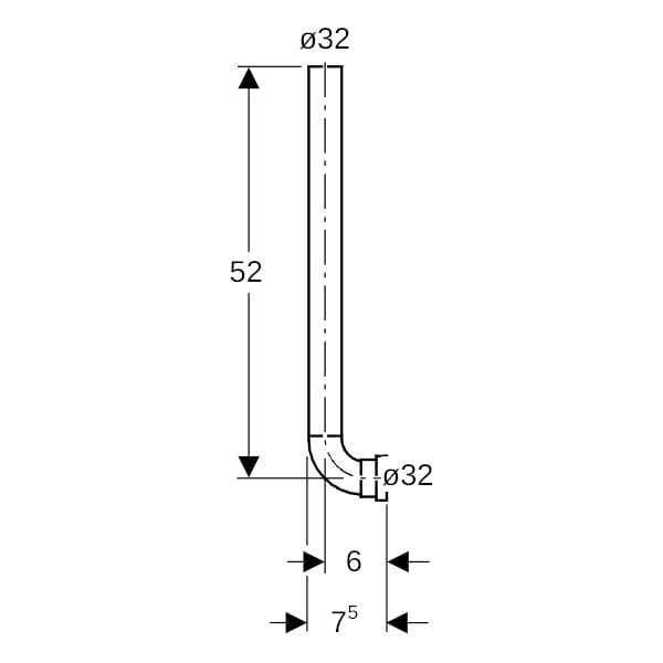 Geberit Spühlrohrzwischenstück für Urinal-Einzelanlage d32
