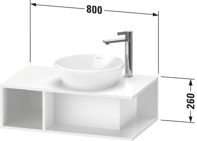 DU D-Neo WTU wandh.,1 offenes Fach l., 260x800x480mm, Nussbaum Natur