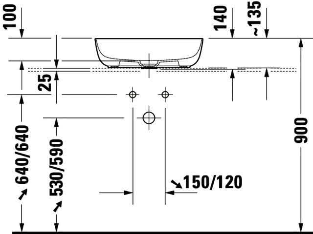 DU Aufsatzbecken Luv 500x350mm geschliffen, o.ÜL, o.HLB, weiß