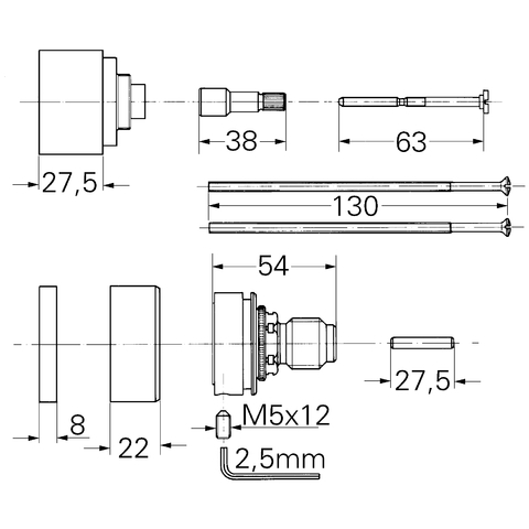 GROHE Verläng.-set Automatic 2000 47172 Griff ohne Spartaste 1/2" 27,5mm chrom