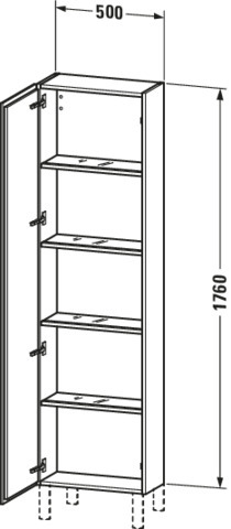 Duravit Hochschrank L-Cube 243x500x1760mm 1 Tür, TA li., Betongrau Matt