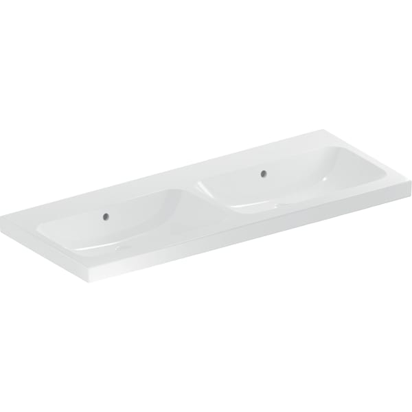 Geberit iCon Light Doppelwaschtisch 120x48cm ohne Hahnloch, mit Ül., weiß, KeraTect