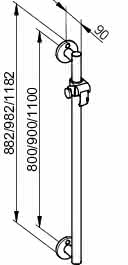 KEUCO Brausestange Plan Care 34912,komplett mit Brauseschieber,verchromt 1182 mm