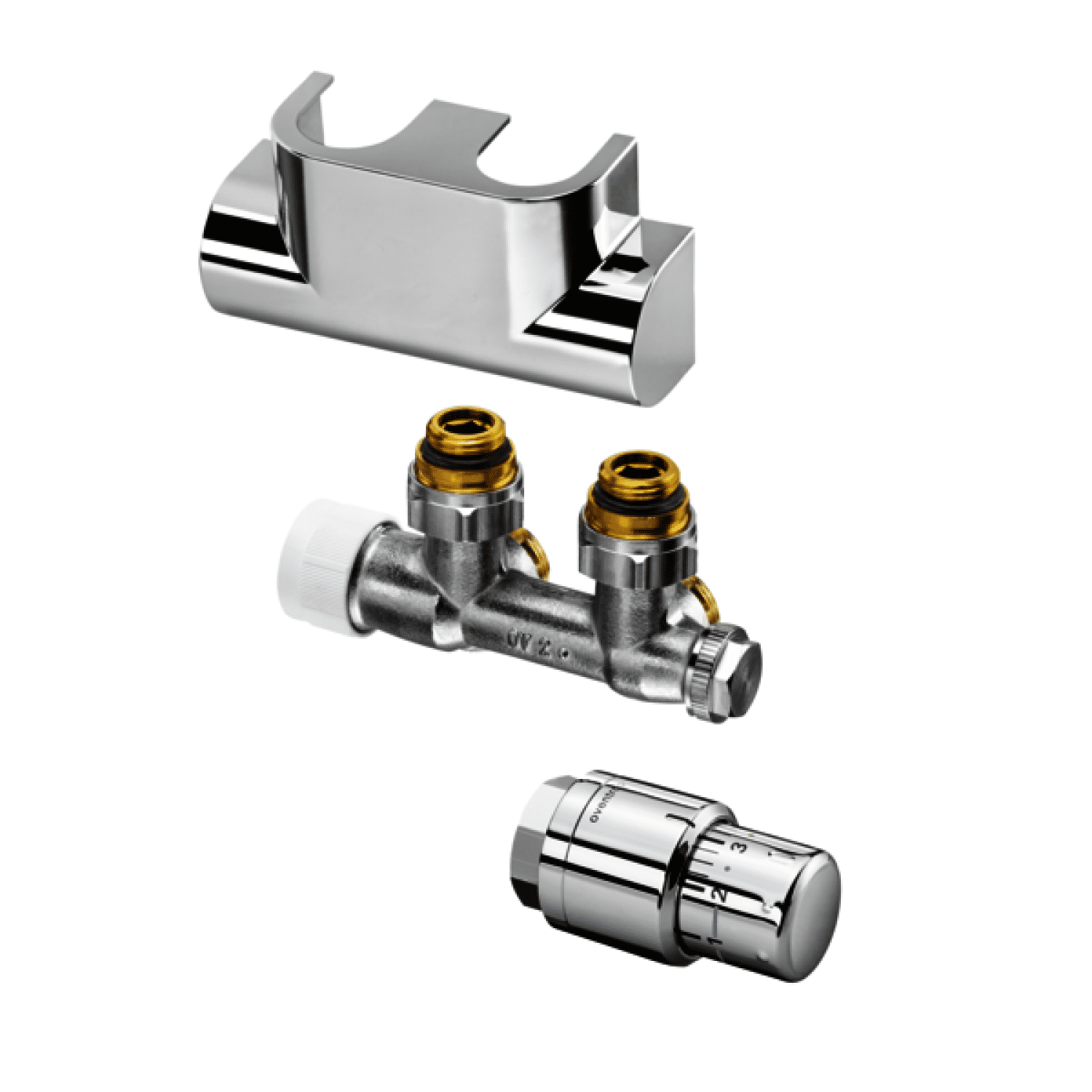 OVENTROP-Anschluss-Set für Badheizkörper Multiblock T/Uni SH,Eck,Edelstahl-Design