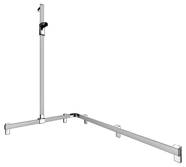 KEUCO Duschhandlauf AXESS 35015, Br.stg. li. 850/1150/1301mm si.-elox.