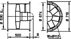 Helios HRFD 630/4/4 TK Axialventilator 3-PH, 2-tour., Stern/Dreieck, Förderr.B