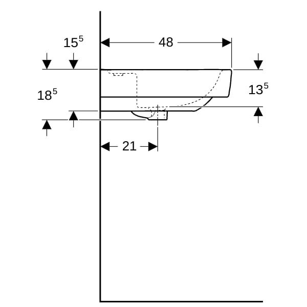 Geberit Renova Plan Waschtisch, 75x48cm m. Hl., o. Ül., weiß, KeraTect