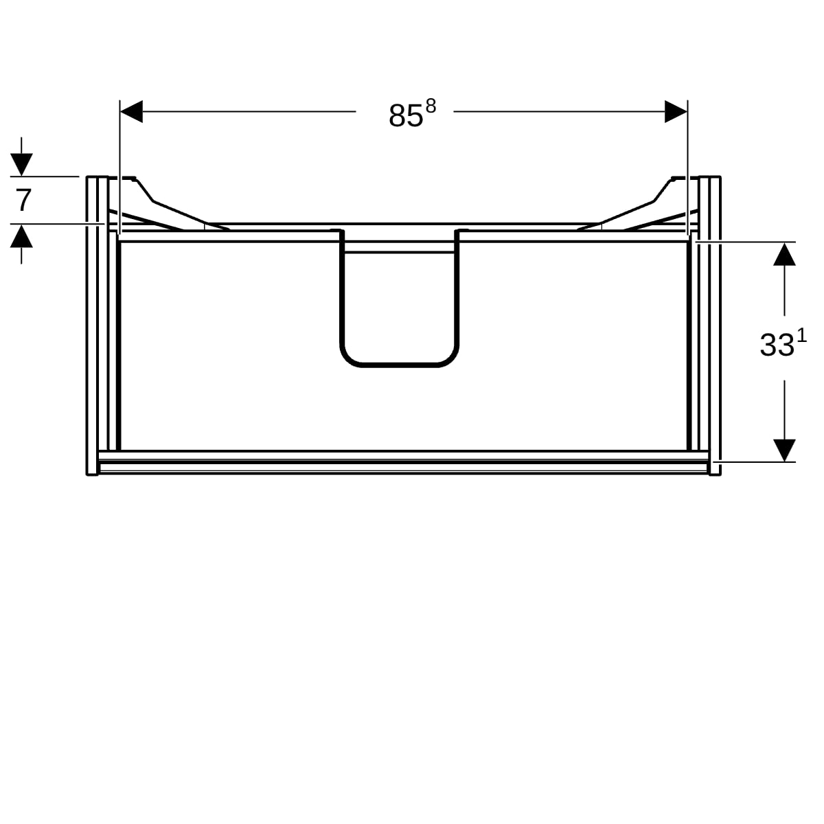 Geberit Renova Plan US f. WT, m. 2 Schubladen 94,8x60,6x44,6cm, weiß/l. seidenmatt