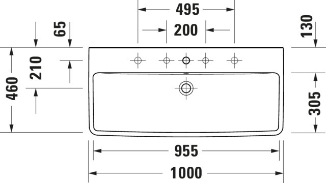 Duravit No.1 Waschtisch,1000mm,unten glasiert m.ÜL, m.HLB ,1 HL, Weiß HG