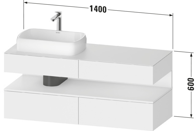 Duravit QA Kons-WTU,Wdh,1400x550x600mm,WPl:LI Ni-Bel,Taupe Matt,Ni:Taupe Supermatt,Dek
