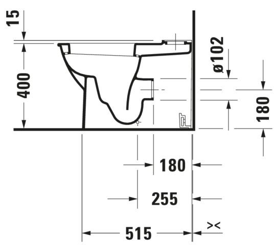 Duravit Stand-WC Kombi Darling New 630 mm Tiefspüler,f.SPK,Abg.Vario,weiß,HYG