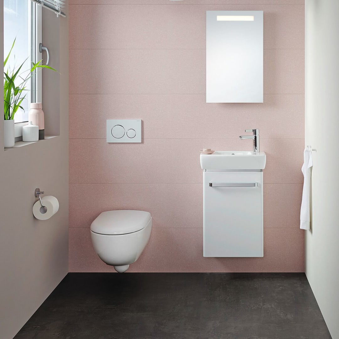 Geberit Sigma20 BetPl., rund, 2-Mengen-Sp. weiß matt, Etc / chrom glänzend