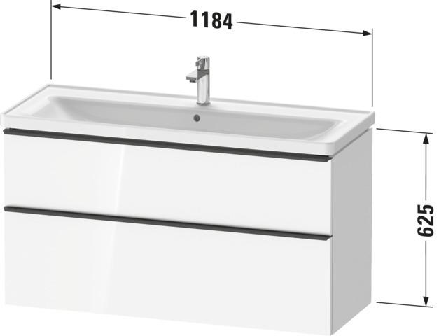 Duravit D-Neo WTU,Ausz:1,Schubk:1,GR:Edelst.G 1184x452x625mm,Wandh,Basalt Matt,Dekor