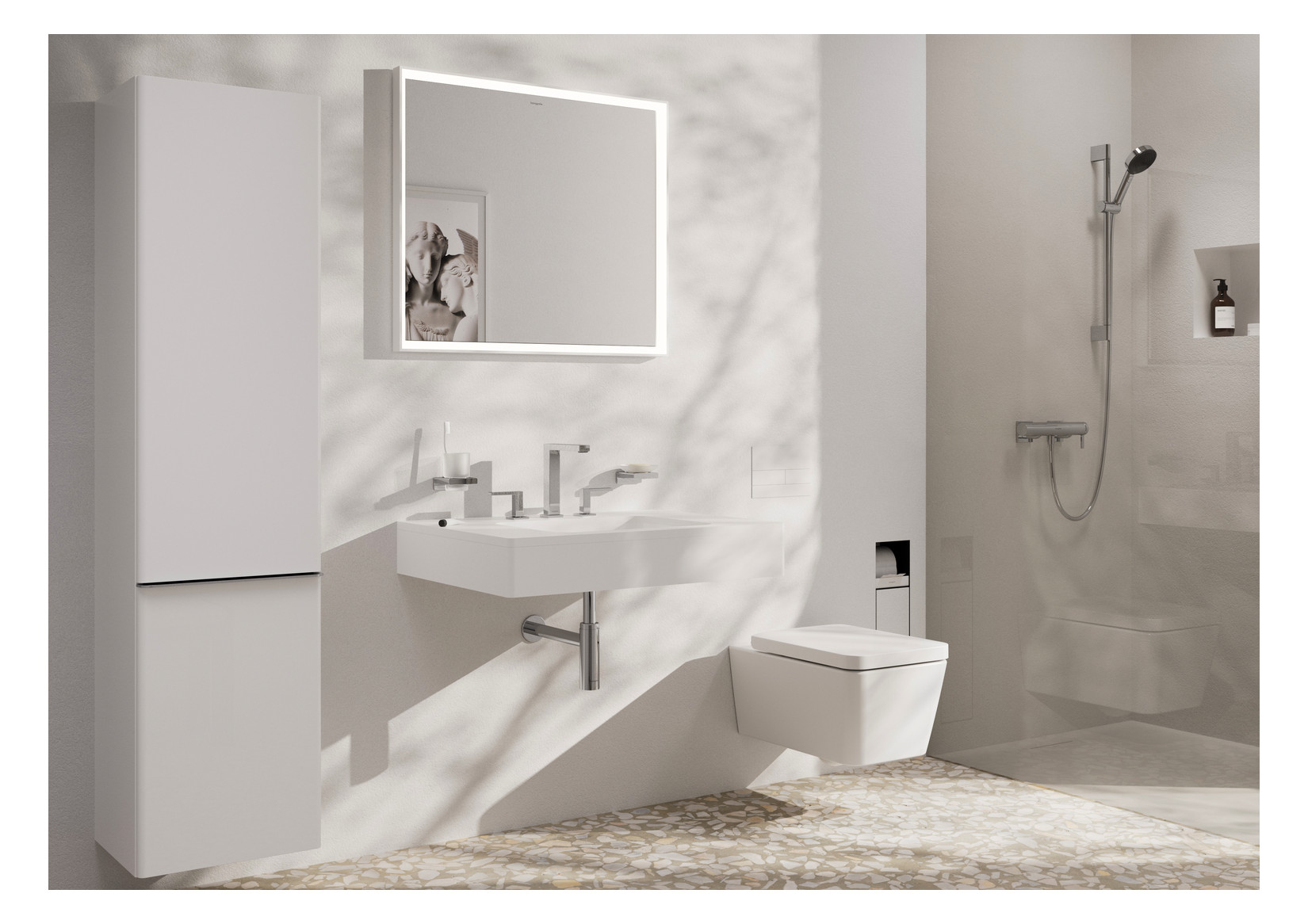 Hansgrohe 3-Loch WTA 150 Tecturis E mit Push-Open Ablaufgarnitur chrom