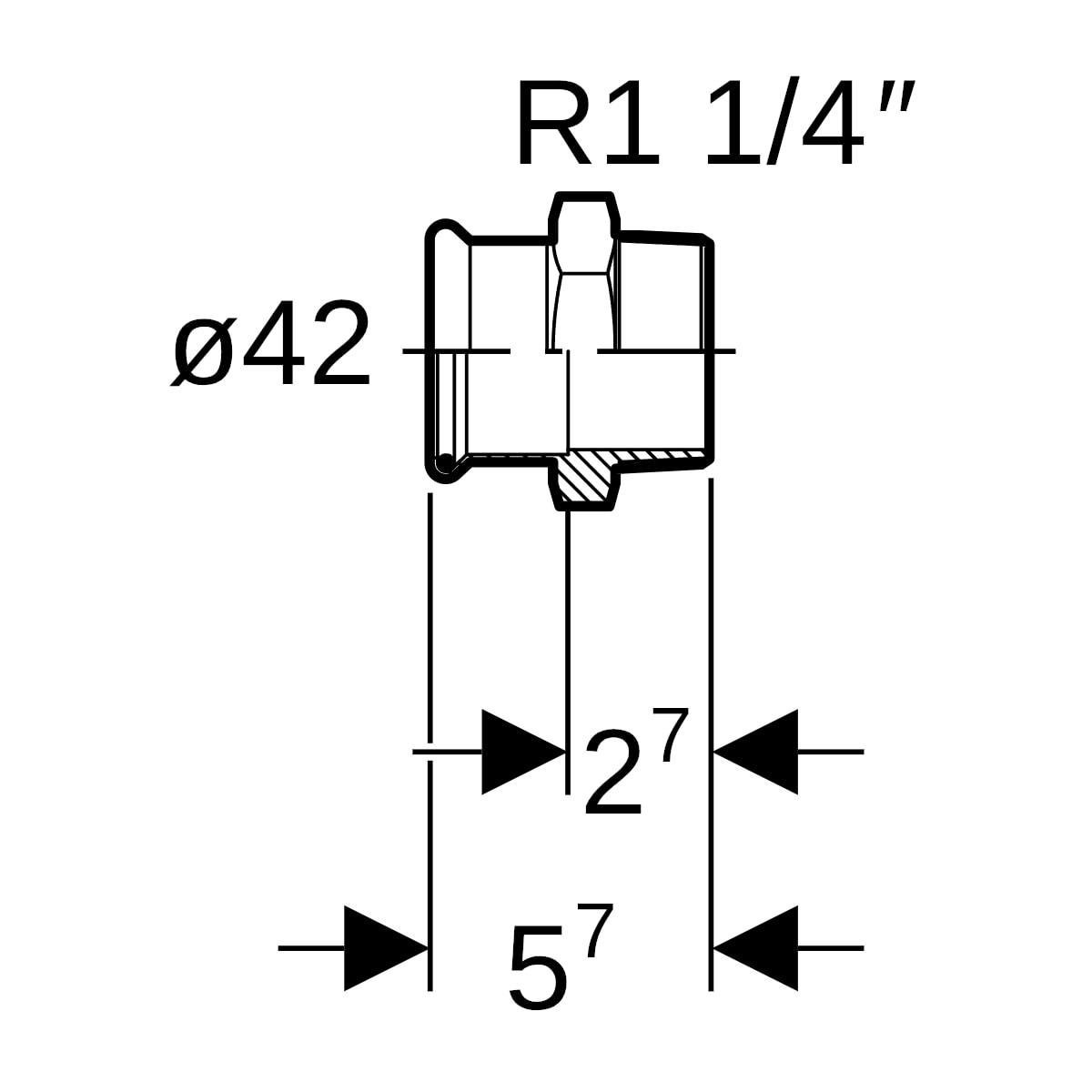 Geberit Mapress Edelstahl Übergang mit AG d42-R1 1/4