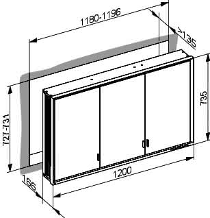 KEUCO SPS R. Lumos 14315, ohne Ablagef., Einbau, silb-elox., 1200x735x165mm