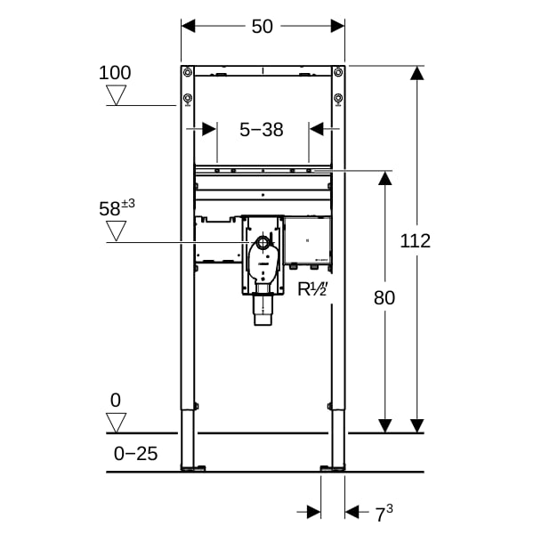 Geberit Duofix Element f. WT, 112 cm elektr. Standarm. m. UP-Funkt.-Box UP-GV