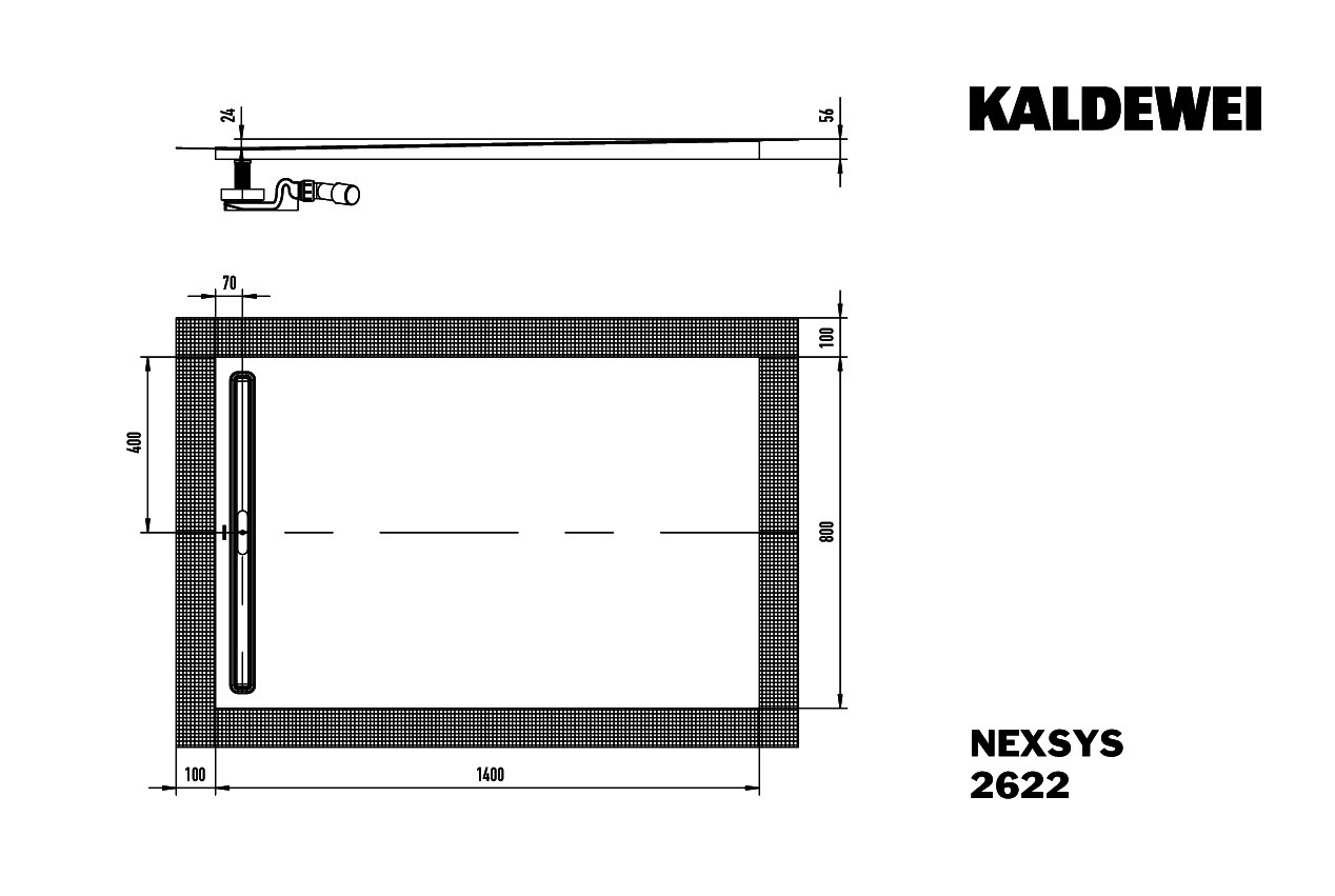 KA DW NEXSYS Mod.2622,800x1400mm, alpinweiß matt,Secure Plus