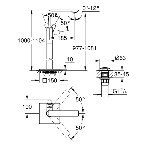 GROHE EH-Wannenbatterie Allure 23856_1 Bodenmontage FMS cool sunrise gebürstet