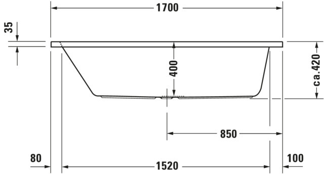 DU D-Code Badewanne 1700x700 Einbau Mittelabl.,Rückenschr.1 Variabel, Weiß