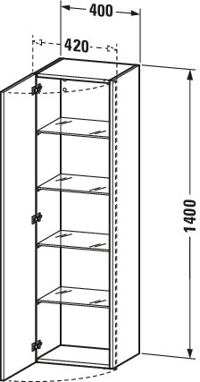 Duravit Hochschrank DuraStyle 360x400x1400mm 1Tür,TA links,betongrau m./betongrau m.