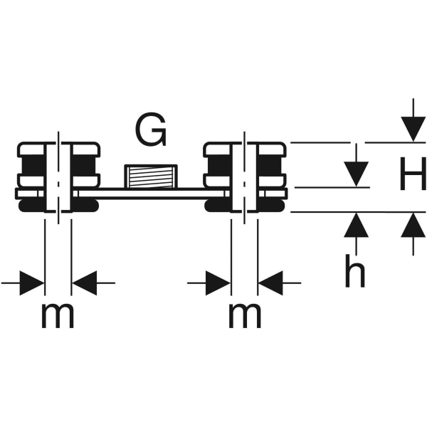 Geberit Grundplatte eckig 2-Loch mit Gewindemuffe M10