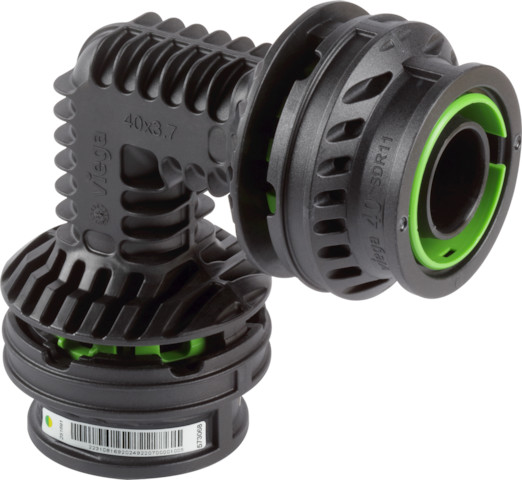 Viega Bogen 90 Grad mit SC Geopress K 9716 in 32mm Kunststoff