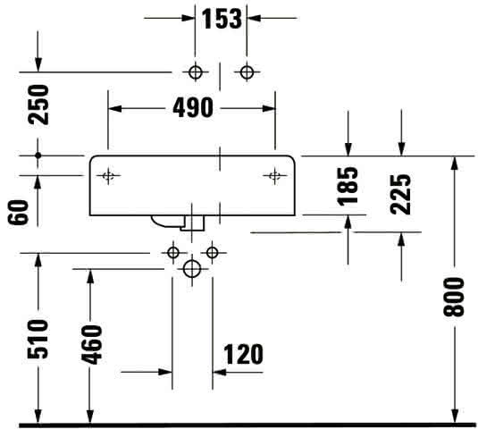 DU Design Classics Becken  Scola 615 mm m.ÜL,m.HLB,HL-Vst.,Becken re.,weiß