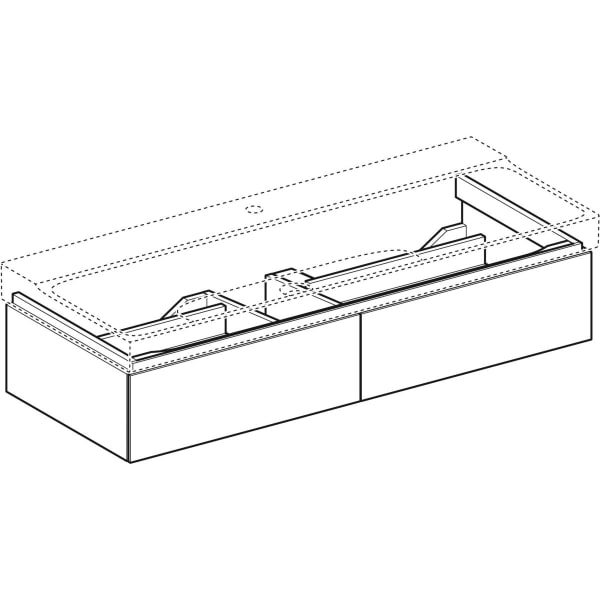 Geberit Xeno2 Unterschrank f. WT m. B:120cm m. 2 Schubl., 117,4x22x46,2cm, weiß