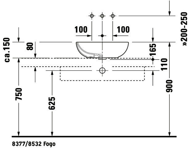 DU ASB Design Classics Foster 495 mm, mit ÜL ohne HLB, weiß