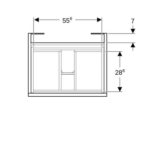 Geberit Renova Plan US für MWT, mit 1 Schbl. 58,8x60,5x47,3cm, Nussbaum hi hell