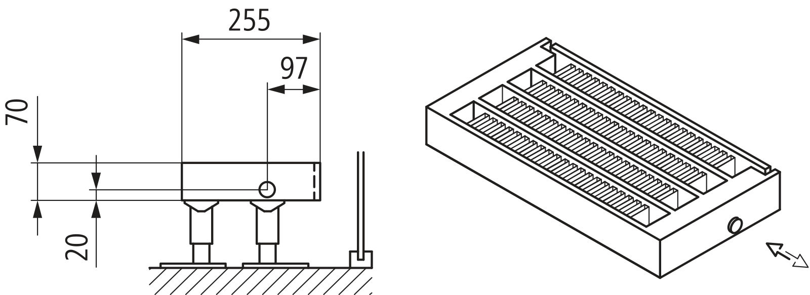 Kermi Kon m. Str. Typ44 BH280x255x3400 QN7368, weiß, 6bar, o. Abd., AB Uni.