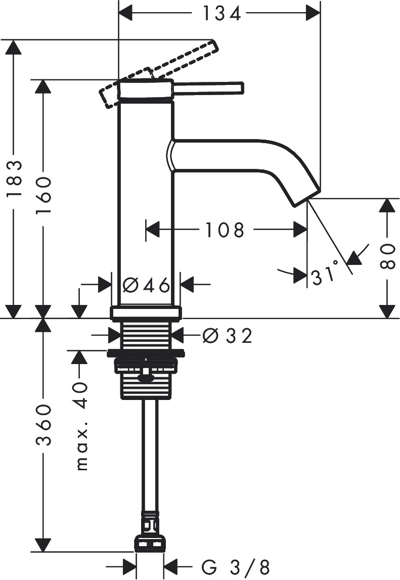 Hansgrohe Tecturis S Standventil 80 ohne Ablaufgarnitur chrom