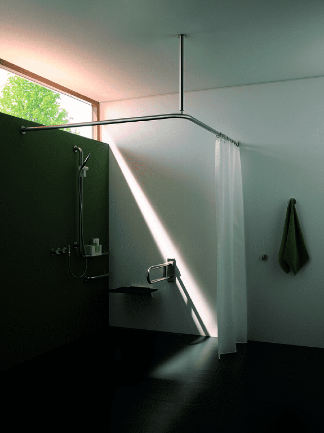 HEWI Ablagebox auf HEWI Stangensystem, LifeSystem lichtgrau