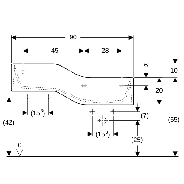 Geberit Bambini Spiel-/Waschlandschaft B:90cm 2 Waschpl., tieferes B re, o. Hl., weiß