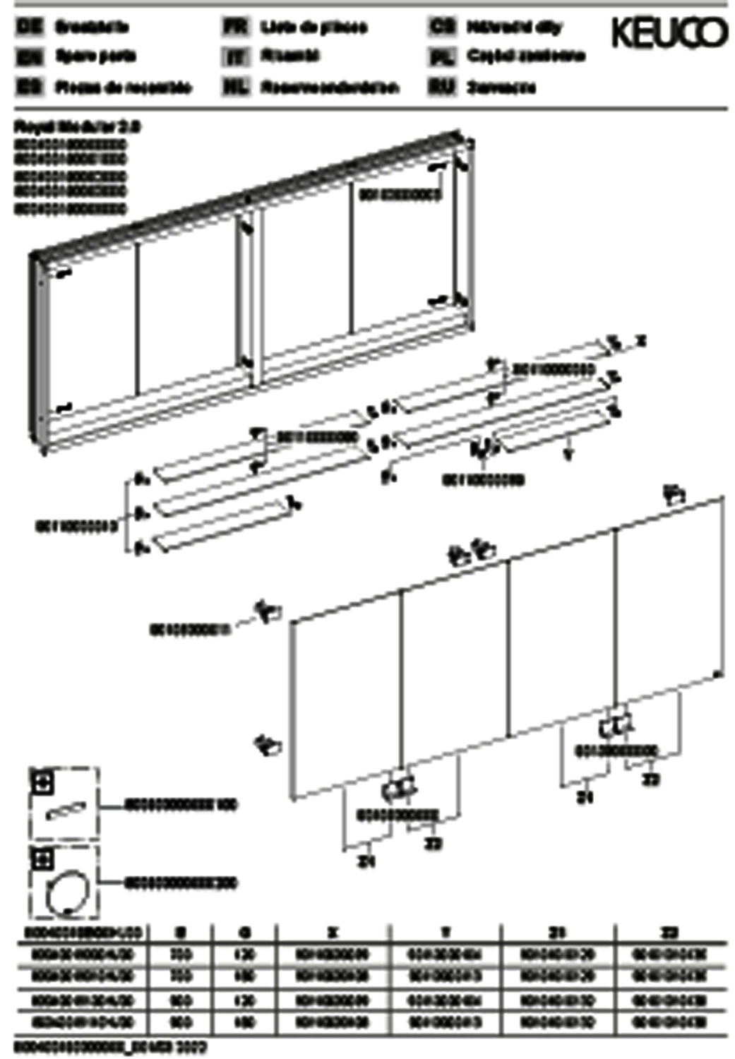 KEUCO Royal Modular 2.0 SPS, unbel. 80040, Einb,4Steckd,sb-elox,1900x900x120mm