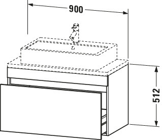 Duravit WTU DuraStyle f. Konsole 512x900x478 1 Auszug, betongrau matt/betongrau matt
