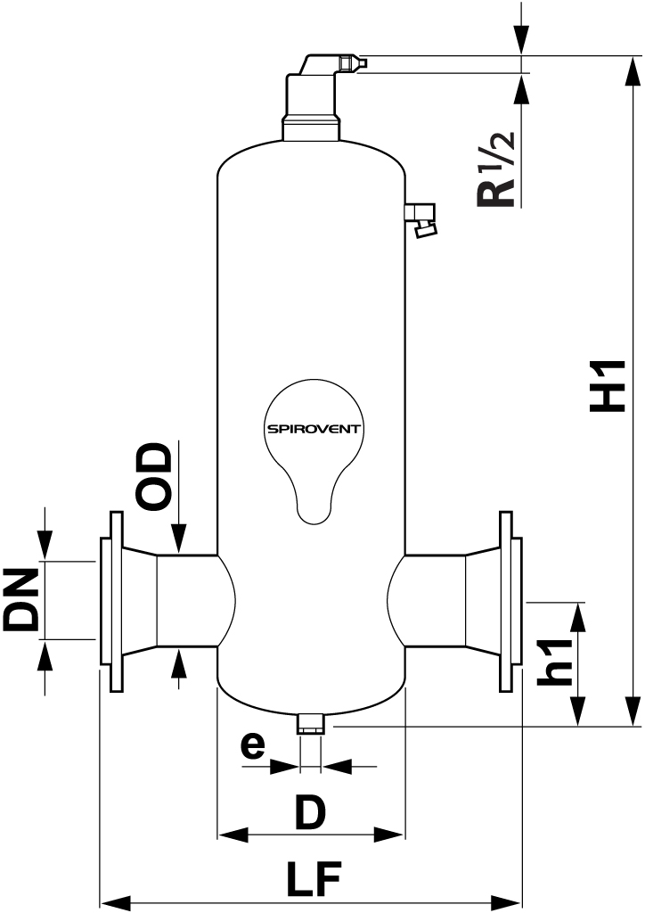 Spirotech Luftabscheider SpiroVent Hi-flow DN 65 - Flansch, 10 bar / 110 Grad