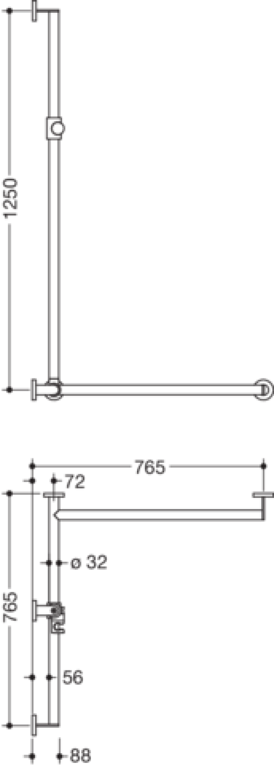 HEWI DUHA, d:32,re, A1:1250, W1/W2:765, schliff, Br.H.Kst. anthrazitgrau
