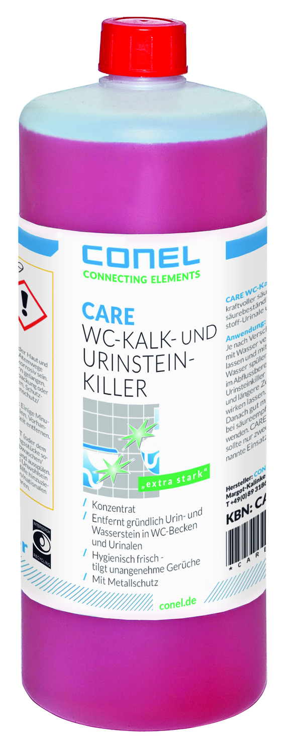 CARE WC-Kalk-/Urinsteinkiller 1 Liter Flasche Konzentrat salzsäurehaltig CONEL CARE WC-Kalk-/Urinsteinkiller 1 Liter Flasche Konzentrat salzsäurehaltig CONEL