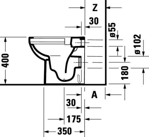 DU Stand-WC Duravit No.1,480mm,Weiß, rimless, TS, Abg.waagrecht, var.Zul.