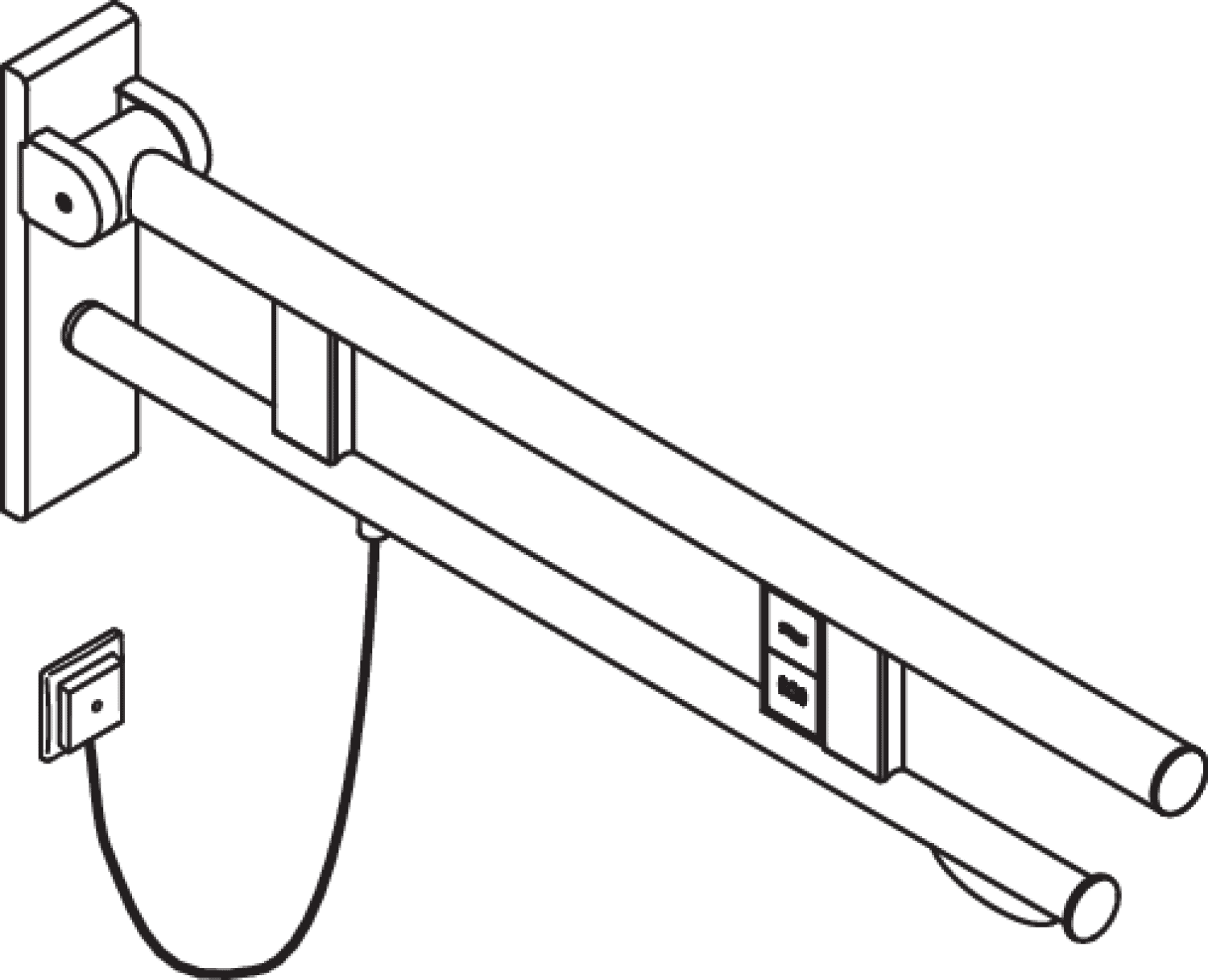 HEWI SK-Griff Duo(B),li,PRH,750,WC-Spül/ FKT(E-Ausf.),chrom