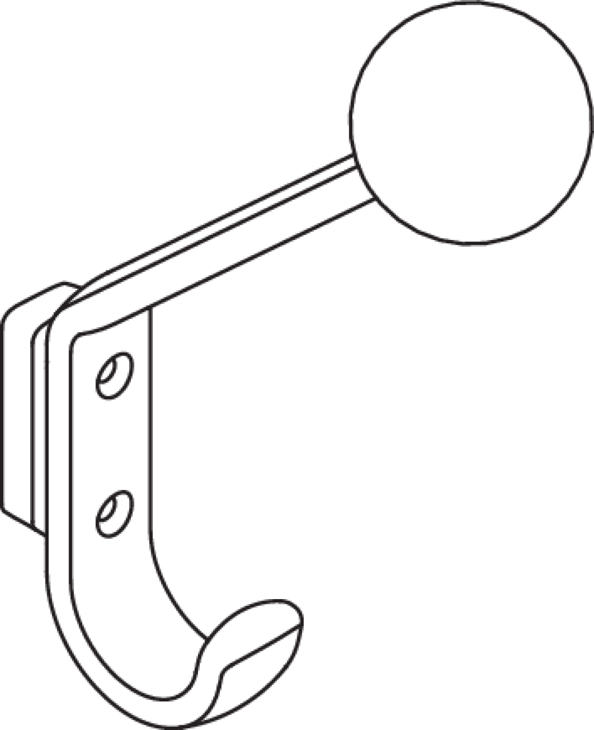 HEWI Garderobenhaken Ser 477, matt, H:174, T:132, m. Kugel anthrazitgrau