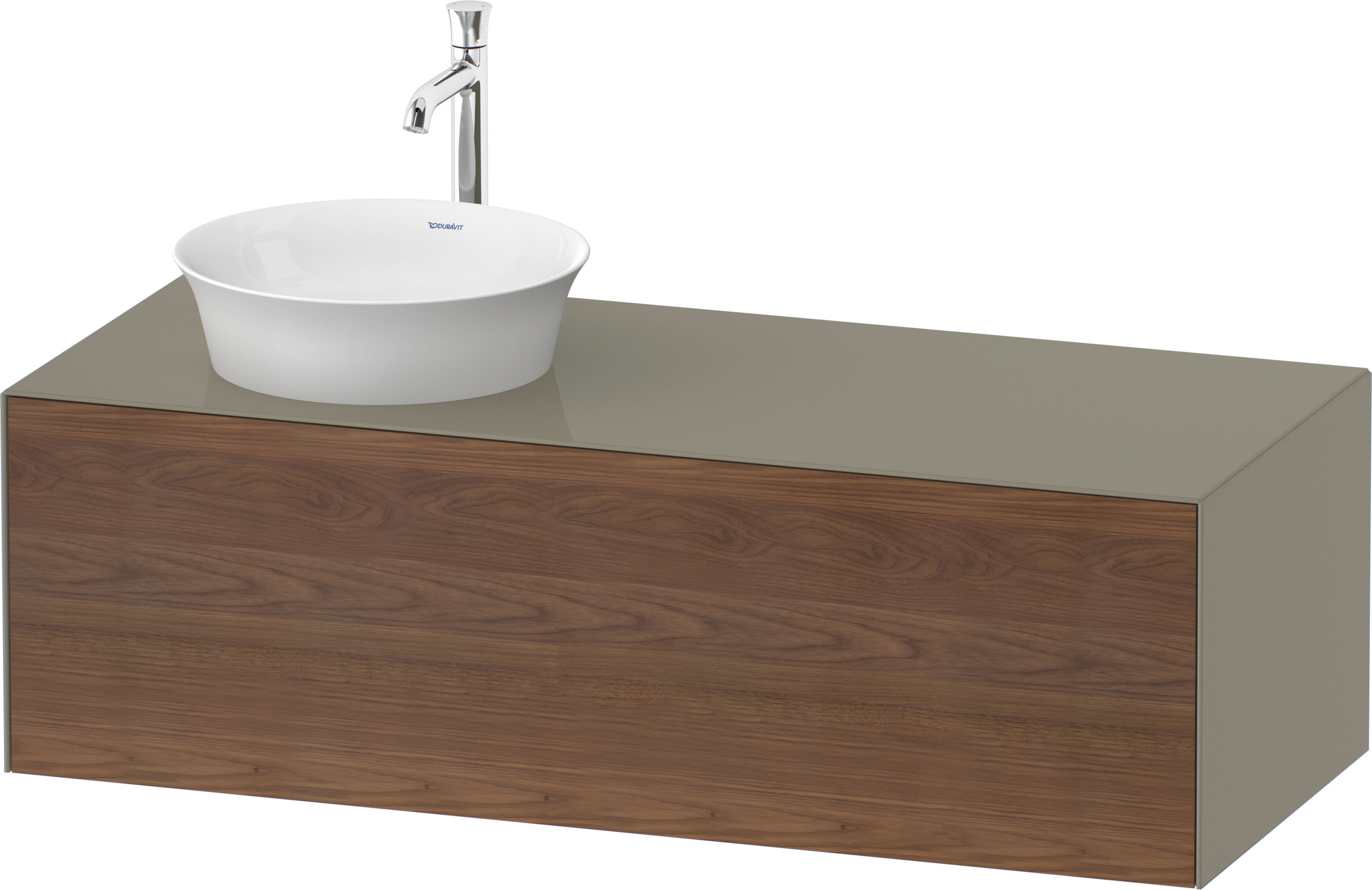 Duravit WTU White Tulip wandh,1 Auszug,B li. 408x1300x550mm,A.Nussb.M/Steingrau HGL