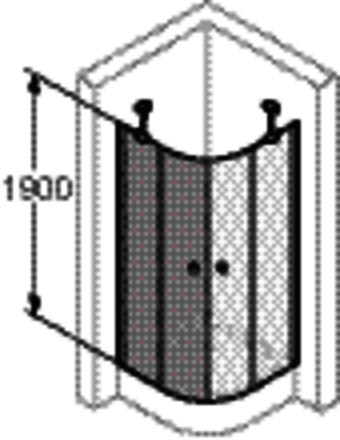 Hüppe Schwingt.501 Design 510670.055.322 m.fest.Segm. 2-fl.800-1900 weiß Glas 322