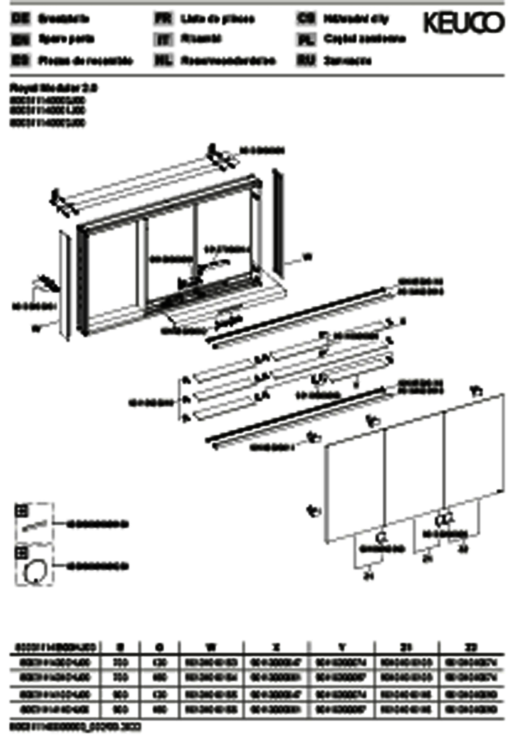 KEUCO Royal Modular 2.0 SPS, bel. 80031, Vorb,1Steckd/USB,sb-elox,1400x700x120mm