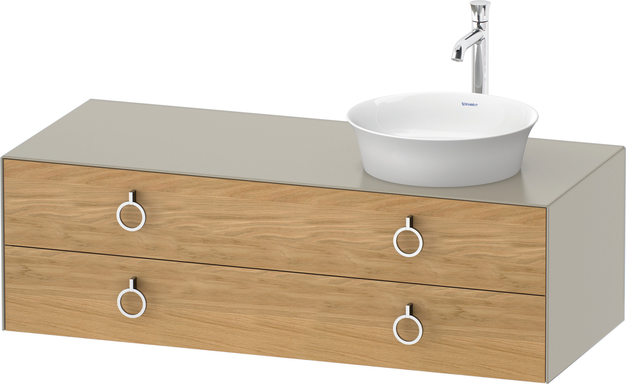 Duravit WTU wandh.White Tulip,2Schk.,m.Griff Aus.r,408x1300x550,Eiche N.M./Taupe Sdm