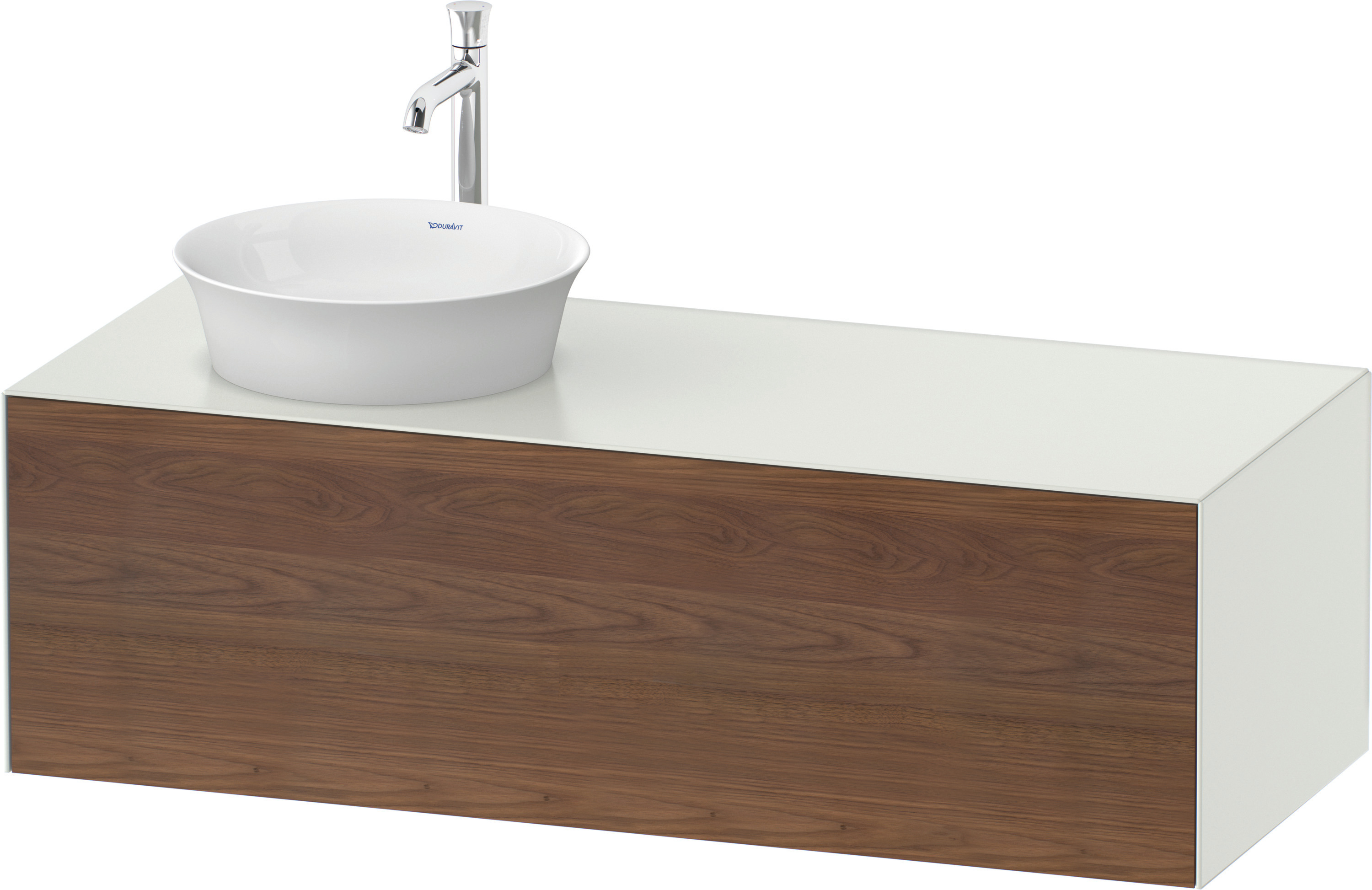 Duravit WTU White Tulip wandh,1 Auszug,B li. 408x1300x550mm,A.Nussb.M/Weiß Seidenmatt