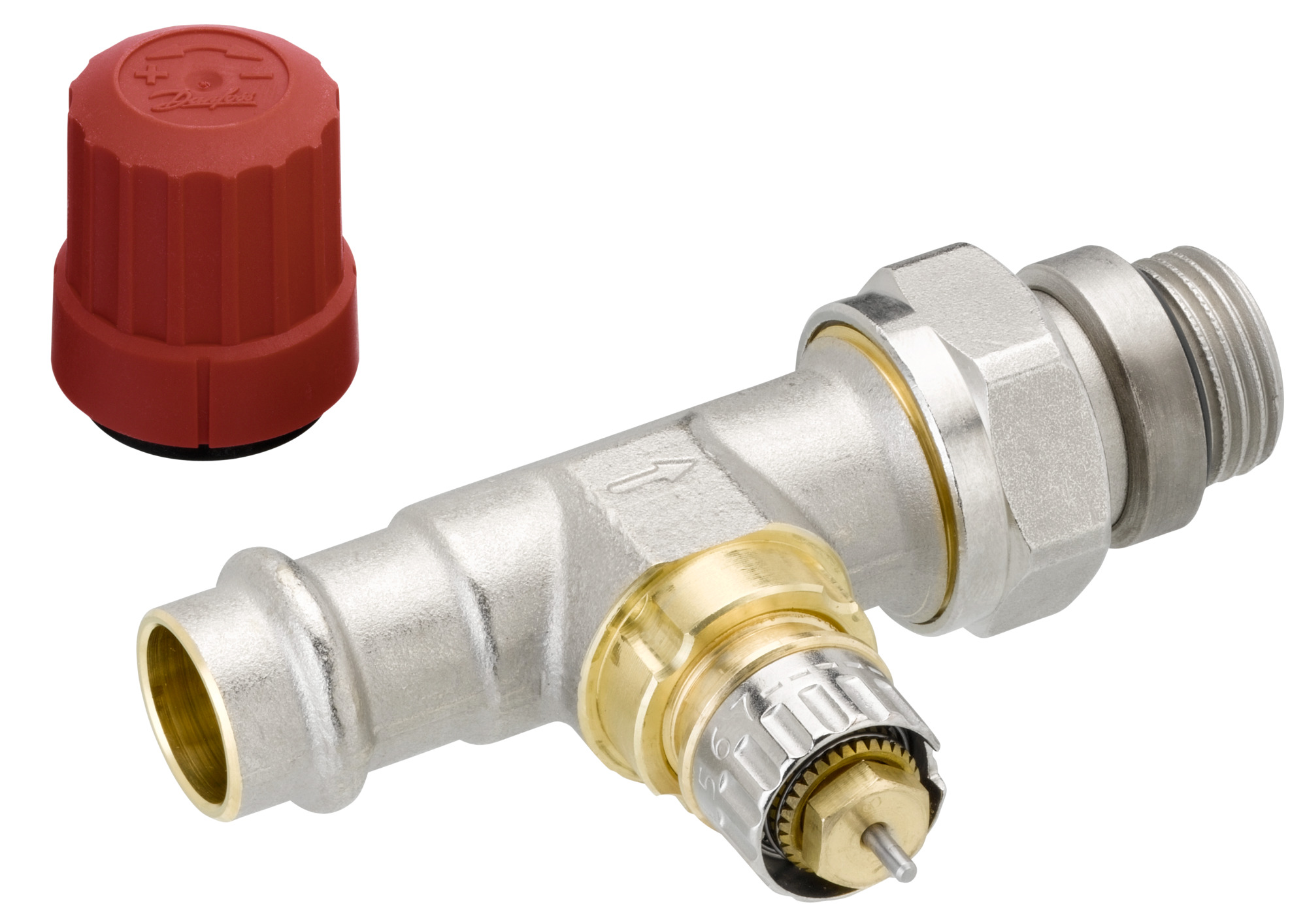 Danfoss Ventilgehäuse RA-N 15 Pressfit R 1/2, DG, matt vernickelt