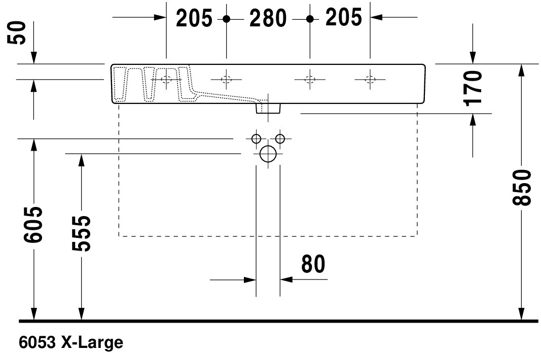 DU Möbelwaschtisch Vero 1050 mm mit ÜL, mit HLB, 1 HL, weiß